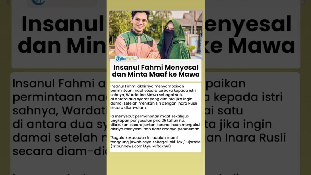 Insanul Fahmi Akui Kesalahan dan Minta Ampun